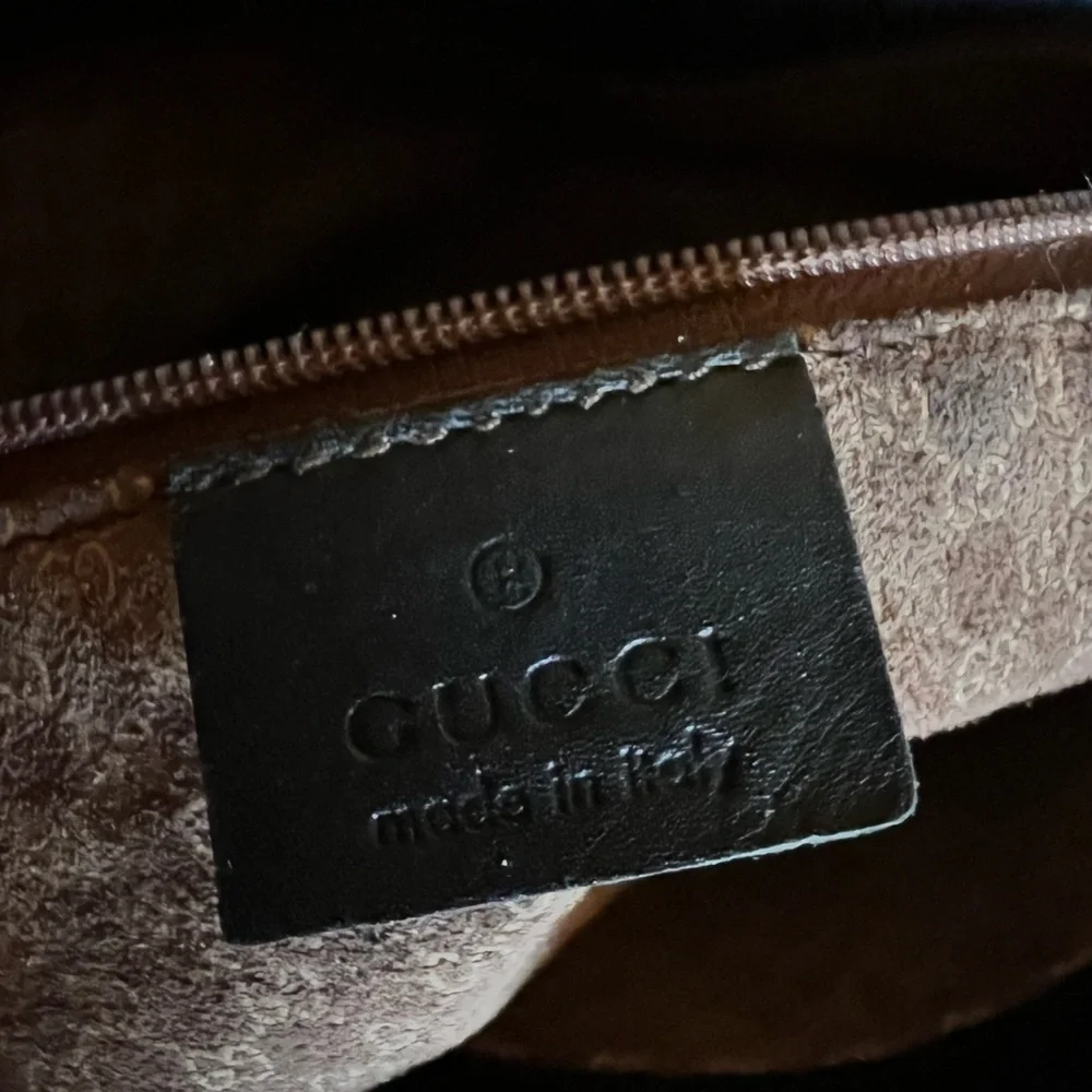 Gucci Rare Black Leather Bag with Silvertone Accents